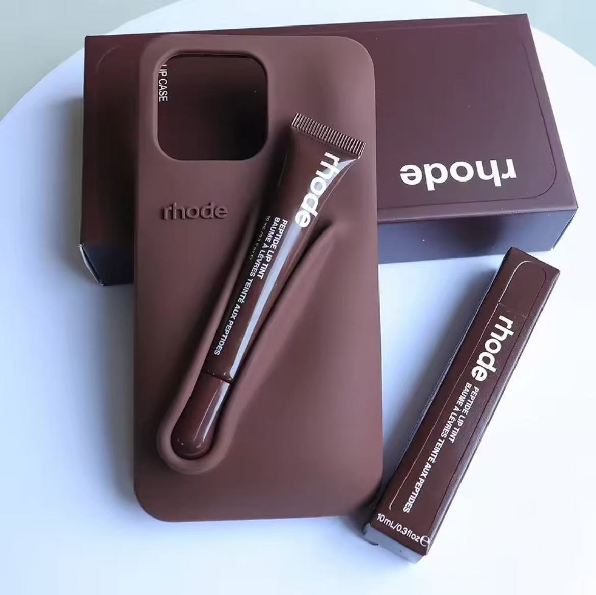 New DIY Lipstick Holder Rhode Soft Phone Case for IPhone 16 Pro Max 15 13 12 11 14 Plus Liquid Silicone Cover