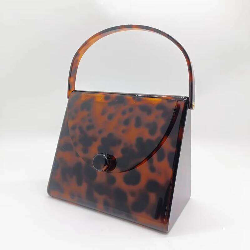 New Brand Acrylic Evening Bags Black Amber Leopard Clutch Purse Designer Women Wallet Wedding Bridal Party Prom Handbag