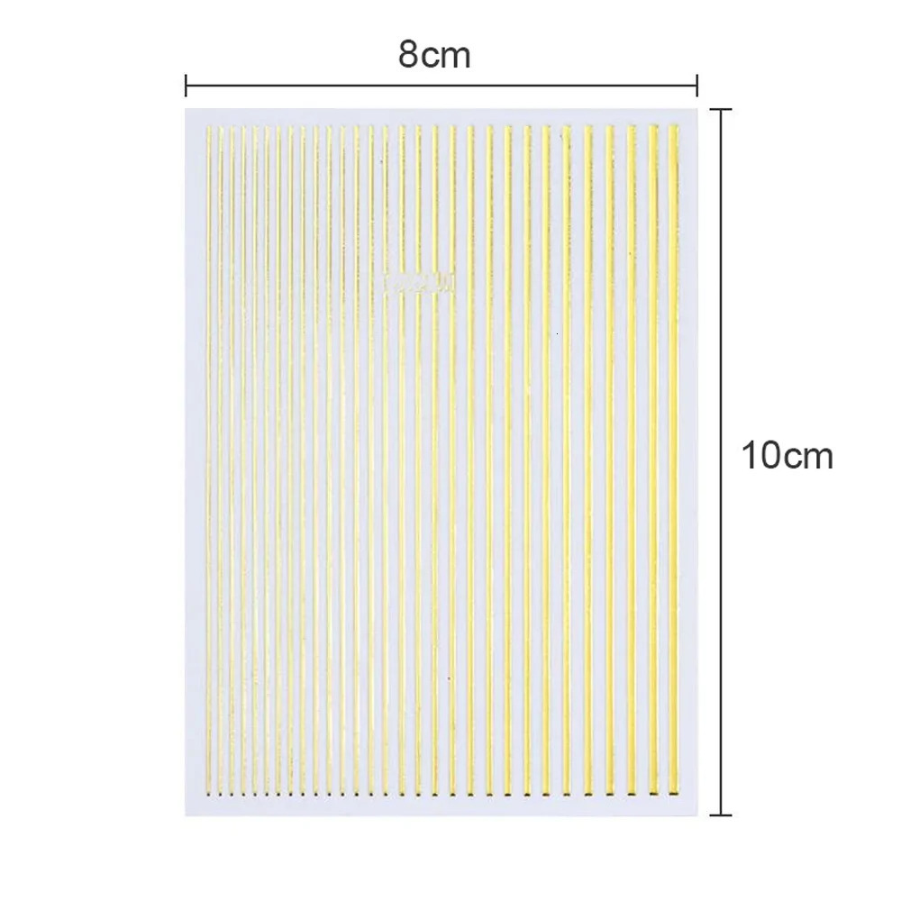 1Pc Silver Gold Lines Stripe Nail Sticker Decals Metal Strip Nails Slider 3D Self Adhesive n Art Stickers Paper 250605
