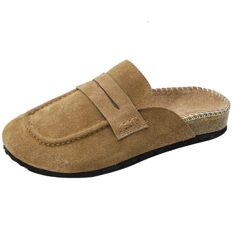 2025 Spring/Summer New Korean Buckle Strap Toe Shoes Women, Half Mules, Open-Back Slip-On Sandals for Outdoor Wear