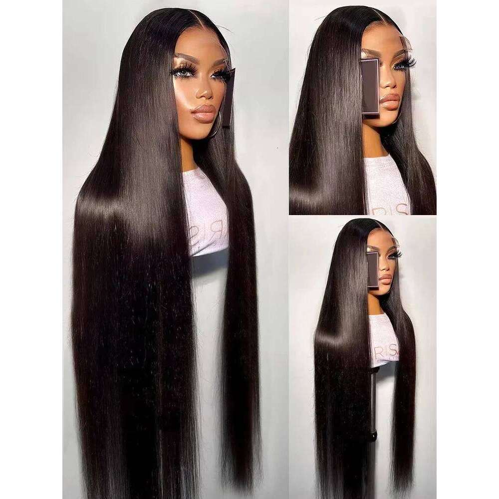 250 Density Bone Straight 13X7 Front Human Hair Transparent Natural Black Wigs 13X4 Lace Frontal Wig For Women