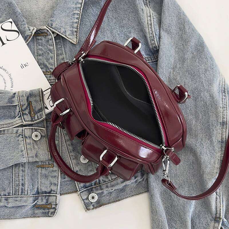 Vintage Bowling High Quality Female Boston Retro Solid Color Shoulder Cross Body Bag Large Capacity Women Handbag