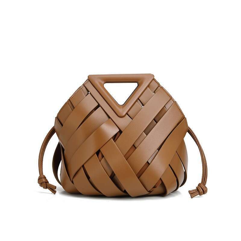 Large Capacity New Style Basket Triangle Magnetic Buckle Handwoven Hollow Out Women's Handheld Crossbody Bag