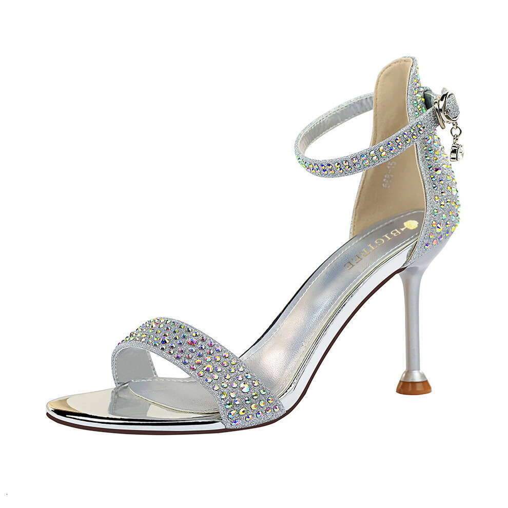 1688-3 Style Sexy Banquet Summer Women's Shoes Stiletto High Heels Open Toe Rhinestone Strap Sandals