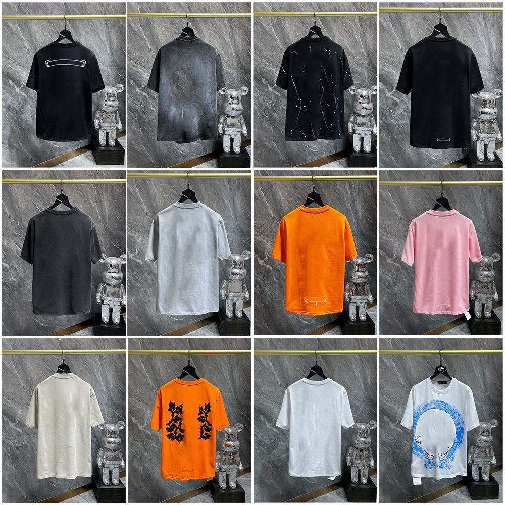 Men's brand Designer chrome shirt Men T Shirts Loose Oversize Tees Apparel Fashion Tops men's Casual Chest Letter Shirt Luxury Street Sleeve Clothes t shirts