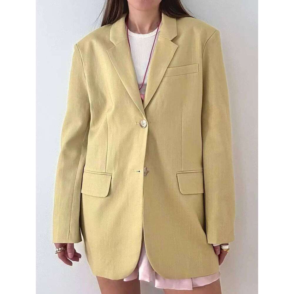 2025 Spring / Summer New Women Fashion Linen Jacket Basic Blazer