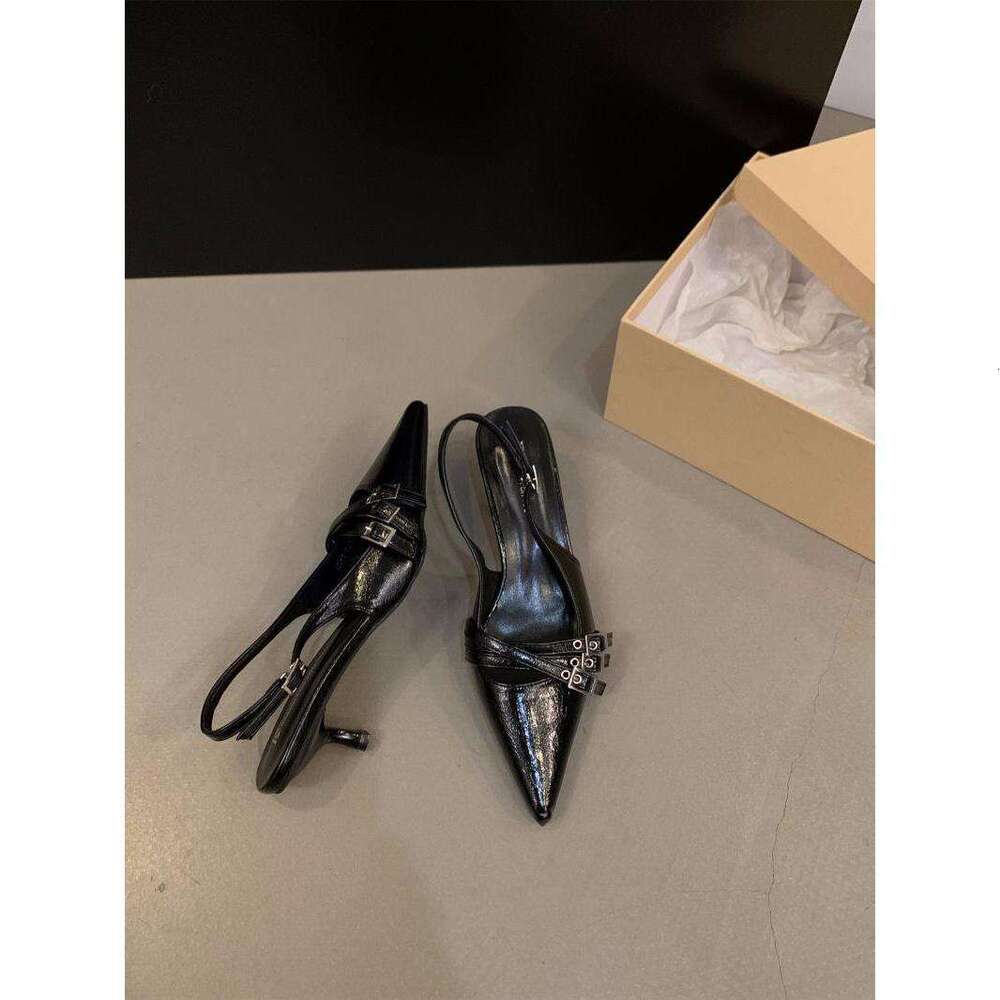 Niche High Heels Red Closed-Toe Sandals Fairy 2024 New Spring Summer Black French Pointed Toe Single Shoes