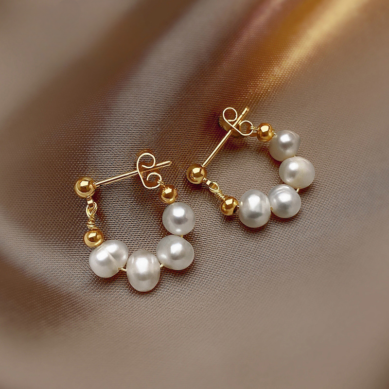 Baroque Water Pearl Earrings Sterling Silver Needle Earrings Dangle Women Fashion Jewelry for Her Mother Girl Birthday Valentine Engagement Wedding Party Gift