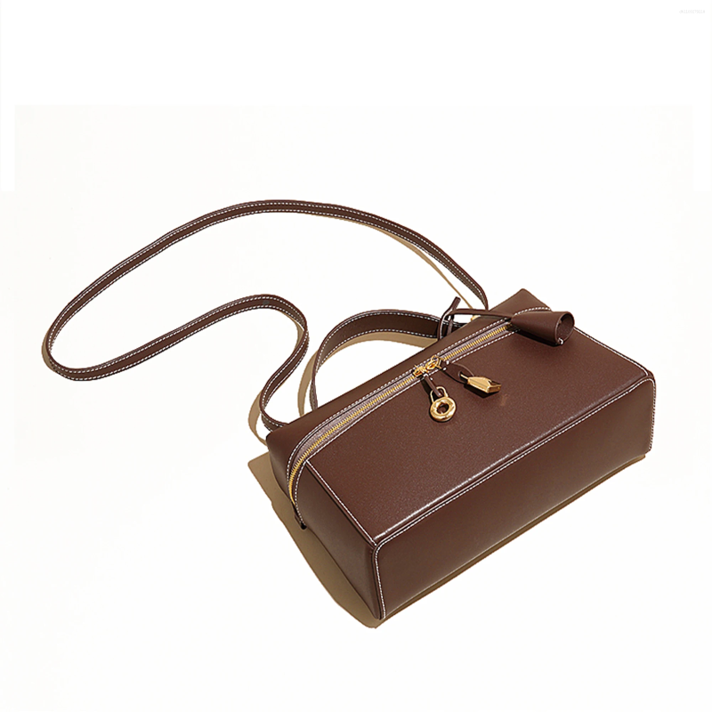 Totes MABULA High Quality Women Lunch Box Bags Vintage Cow Leather Casual Capacity Handbag Trend Single Shoulder Crossbody Bag