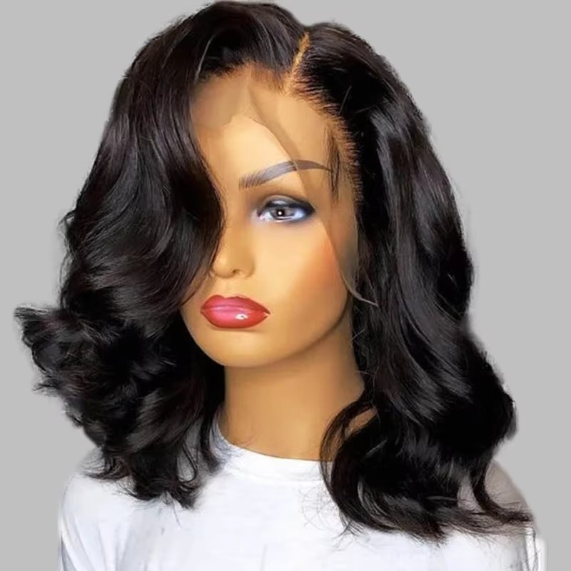 4*4 Transparent Lace Closure Wigs Body Wave Human Hair Short Bob Best Quality Remy Hair Wigs Wholesale 180%density