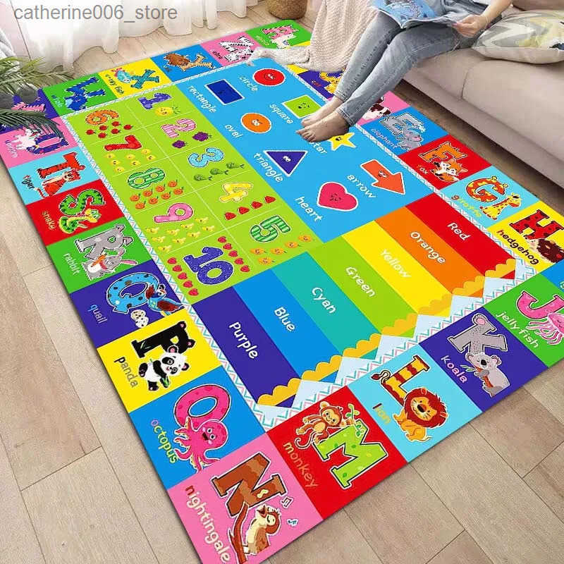Play Rug Playroom Floor Mat Alphabet Numbers Animals Educational Area Crawling Rugs Room Classroom Nursery Bedroom Decor Carpet y250609XHSS