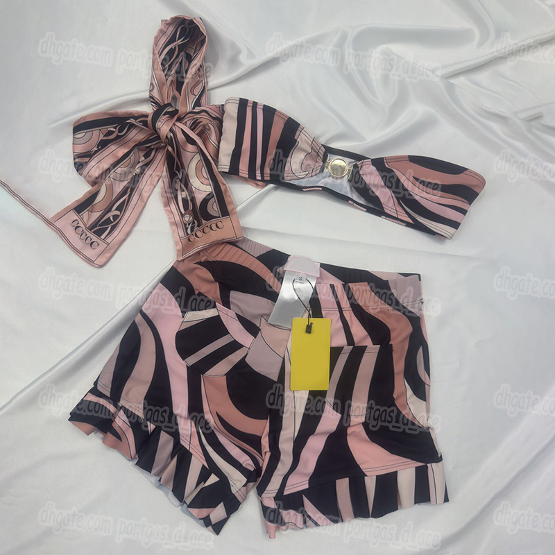 Designer Colorful Women Bikinis Swimwear Boxers Scarf Pool Party Halter Tops Beach Shorts Brand Crop Tank Leggings OutfitsCover Up Sarong Sexy Backless Swimsuit