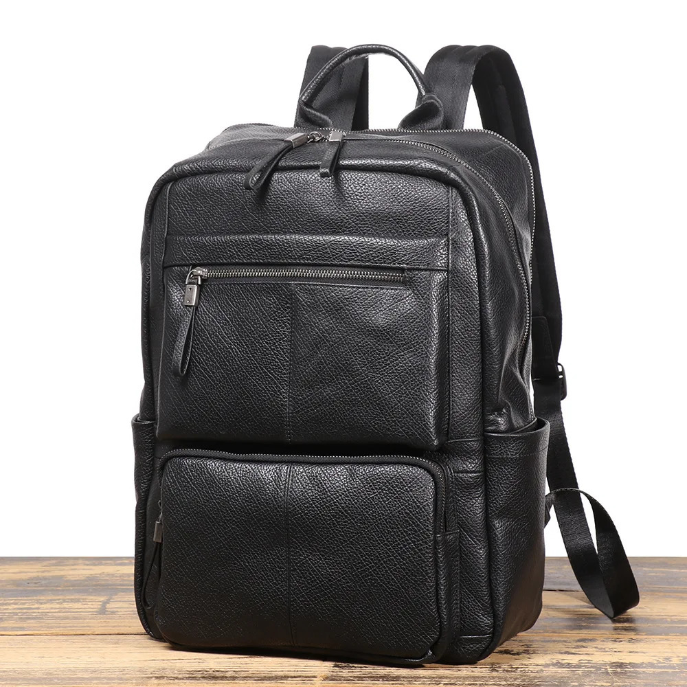 Mens Genuine Leather Backpack Business Travel Large Capacity Outdoor Bag Laptop 250604z
