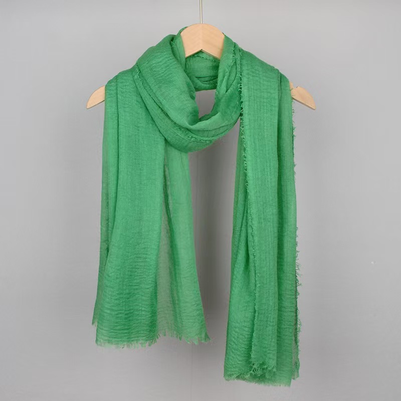 T925 solid color cotton and linen scarf for women sun protection