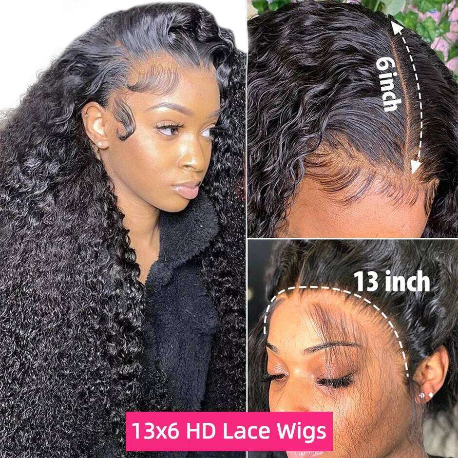 YAWAWE Water Wave 13x6 HD Lace Frontal Brazilian 100% Human Hair For Women Deep Curly Wigs preplucked Precut