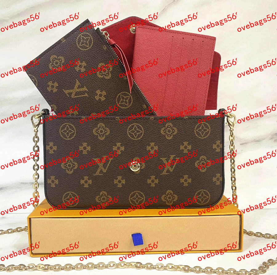 Designer Shoulder Bags 3/p Set Top Luxury Designer Wallet Shoulder Bag Women Classic Flower Pochette Felicie Bag Leather Clutch Tote Messenger bags