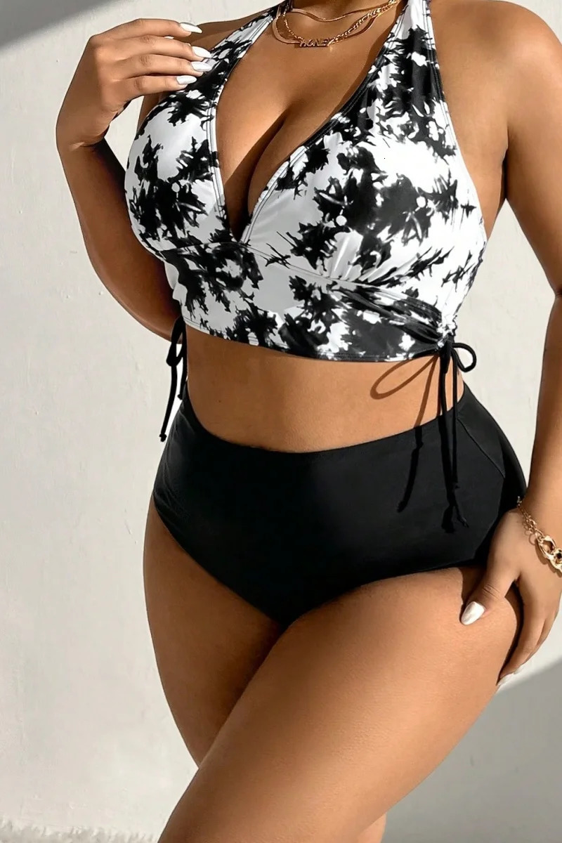 2025 Women Bikinis Set Swimsuit Swimwear Plus Size Push Up Large Big Floral Swimming Beachwear Bathing y250527