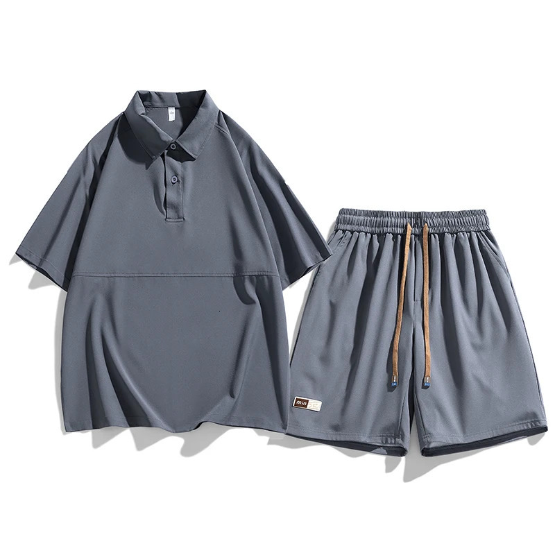 2 Piece Sets Men Summer Outfits Short Sleeve Polo Shirt and Shorts Streetwear Stylish Fashion Hanging Out Vacation Clothes 250530
