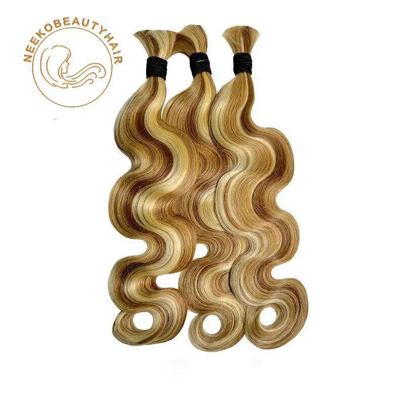 Honey Blonde Highlight Bulk 1 Bundles/Pack 100g 18 Inch Body Wave Knotless BOHO Braids Human Braiding Hair