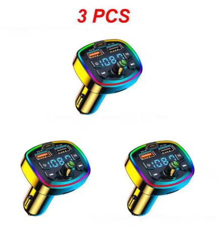 1~10PCS Car Bluetooth 5.0 FM Transmitter PD 18W Type-C Dual USB 4.2A Fast Charger LED Backlit Atmosphere Light MP3 Player