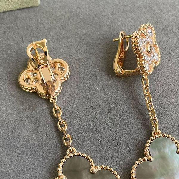 Earrings Made of natural shells and natural agate Gold Plated 18K designer 925 silver diamond crystal classic style gift for girlfriend with box 020A