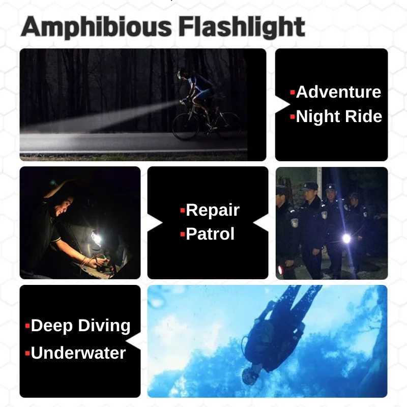 Super 9000LM XHP160 Professional Diving Flashlight 800m Underwater Scuba Diving Torch IPX8 Waterproof Dive Light 26650 Battery XJ250609