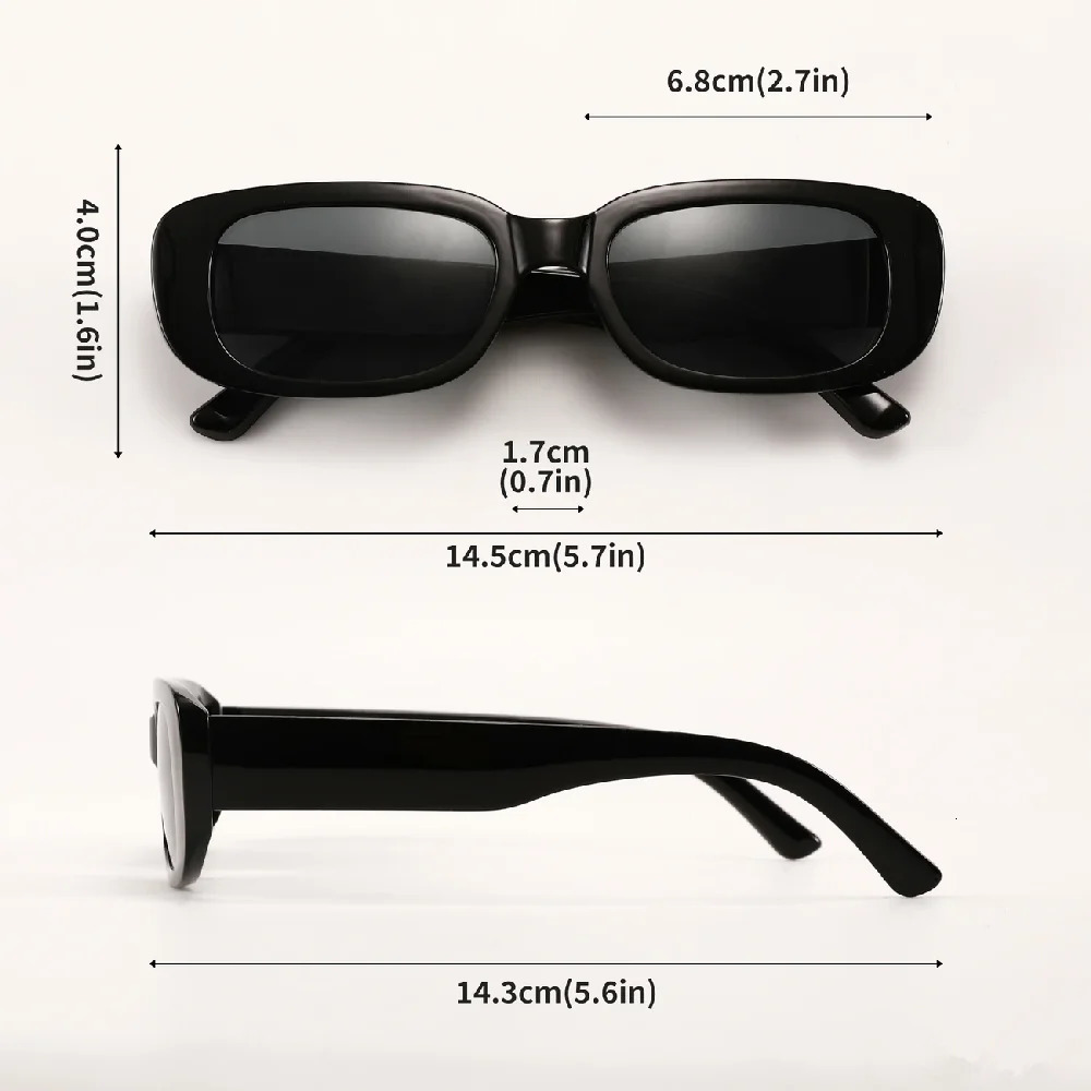10PCS Vintage Black Square Sunglasses Woman Small Rectangle Sun Glasses Female Gradient Clear Mirror De Sol 250530