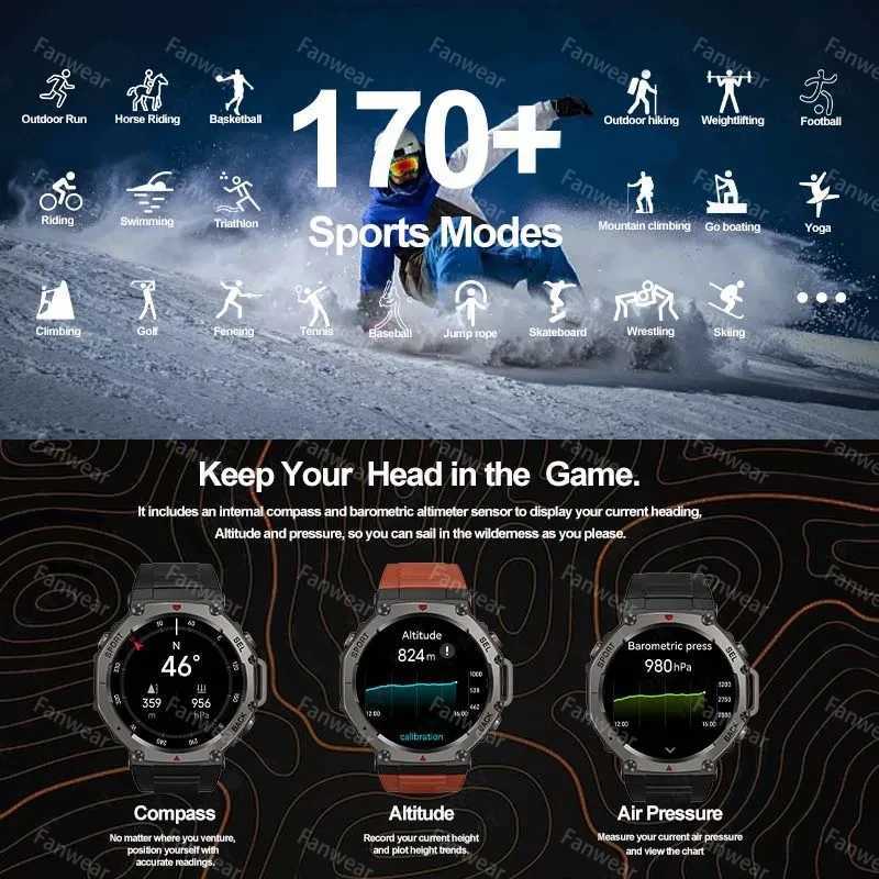 Fanwear T-Rex 3 48mm GPS smart watch wireless connections call 5ATM waterproof outdoor sports riding mountaineering watch For Huami T-Rex 3 X250609