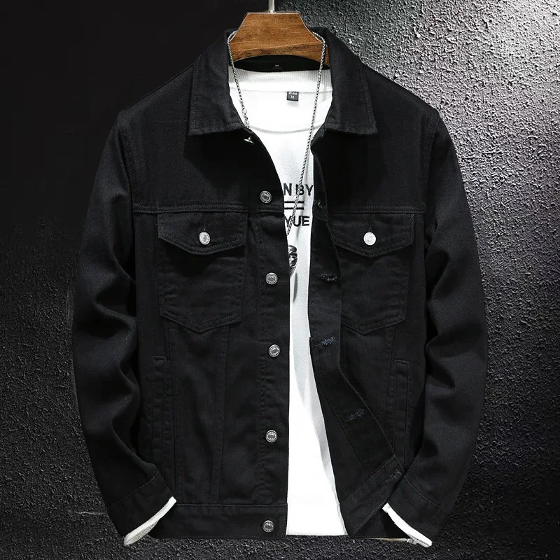White Armygreen Classic Vintage Denim Jackets Mens Street Fashion Japanese Casual Coat Male Jean Plus Size 5XL 250530