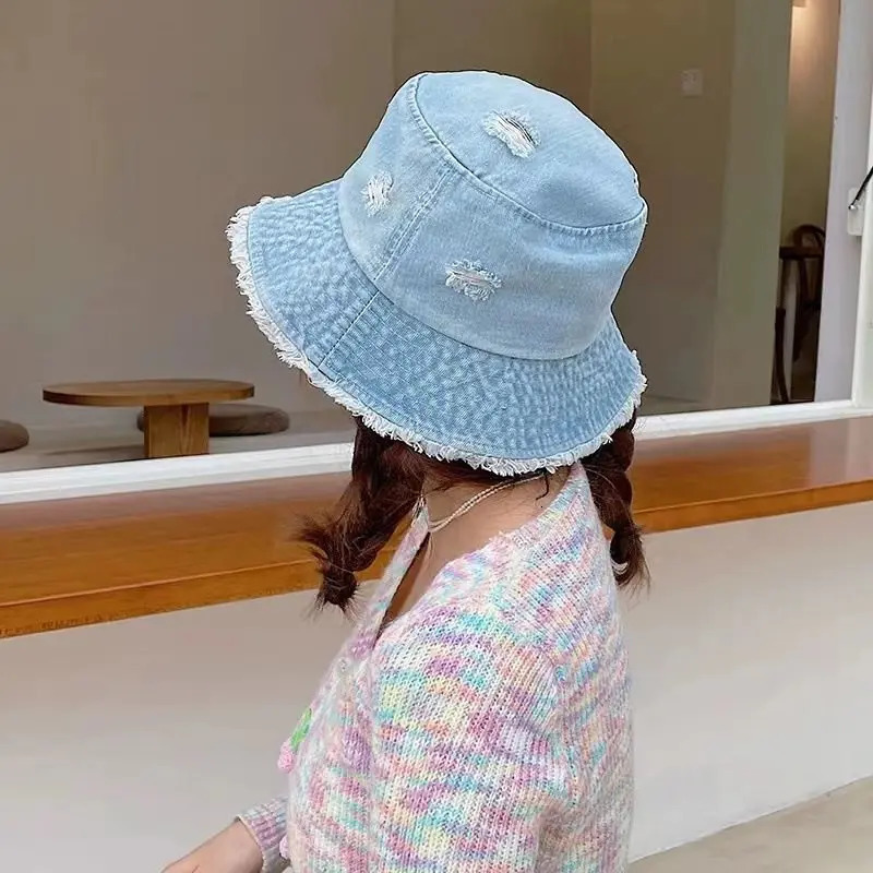 Washed Cowboy Bucket Hat Women Outdoor Wide Brim Panama Safari Hunting Hiking Hat Mesh Fisherman Hat Beach Sunscreen Cap 250606