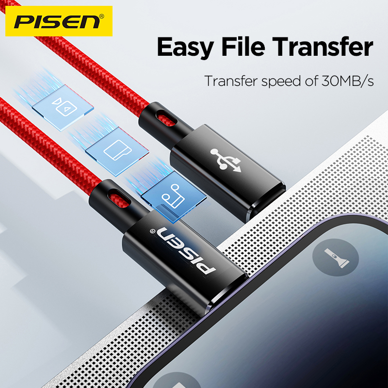 PISEN PD60W Fast Charging! 3A Two-In-One Braided Type-C Data Cable Aluminum Shell Braided Design Flexible And Tear-Resistant Com