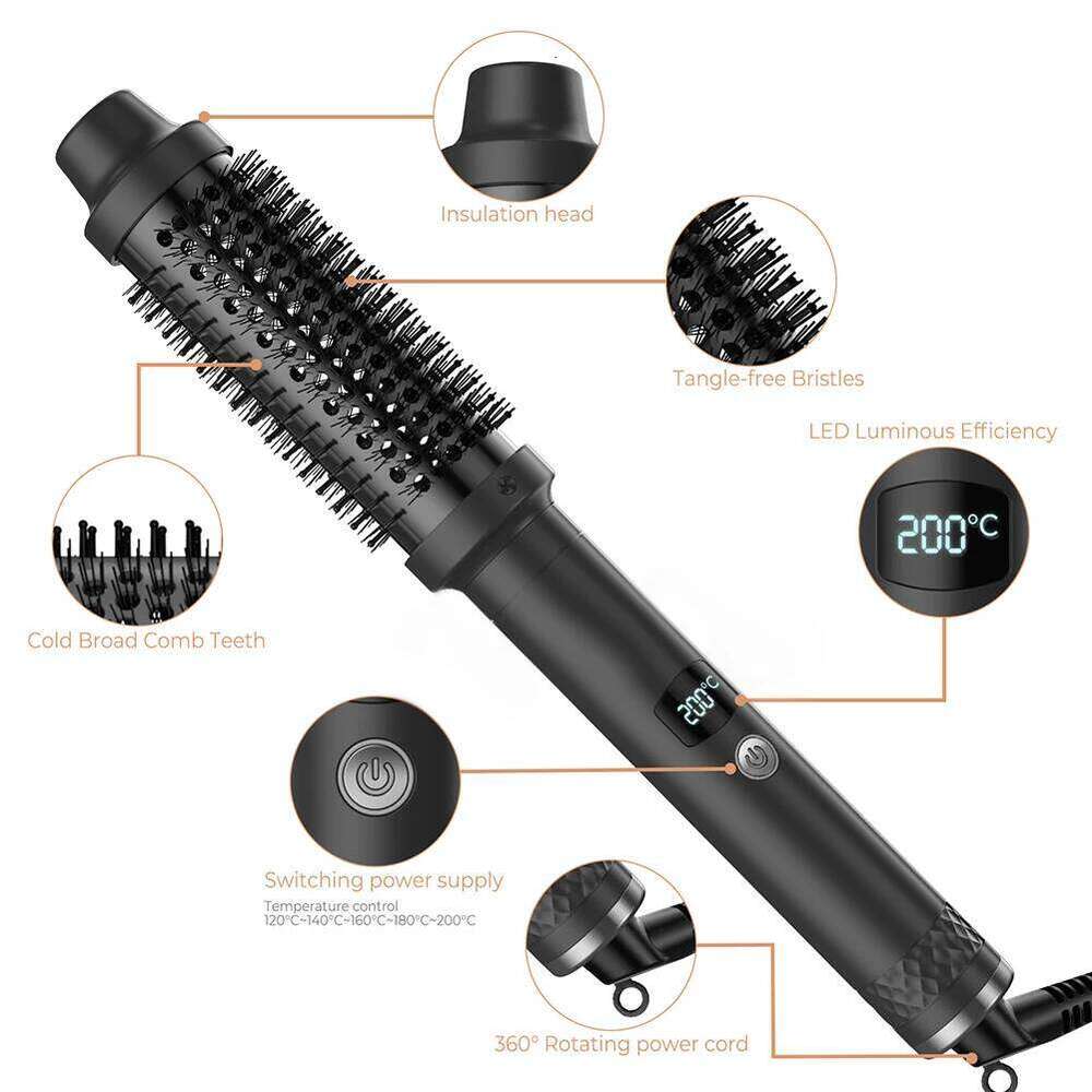 3 In 1 Ionic Hair Curler/Straightener,Dual-PTC Heaters Electric Curl Wand,Hair Styling Brush,Hair Curler Comb,Curling Brush