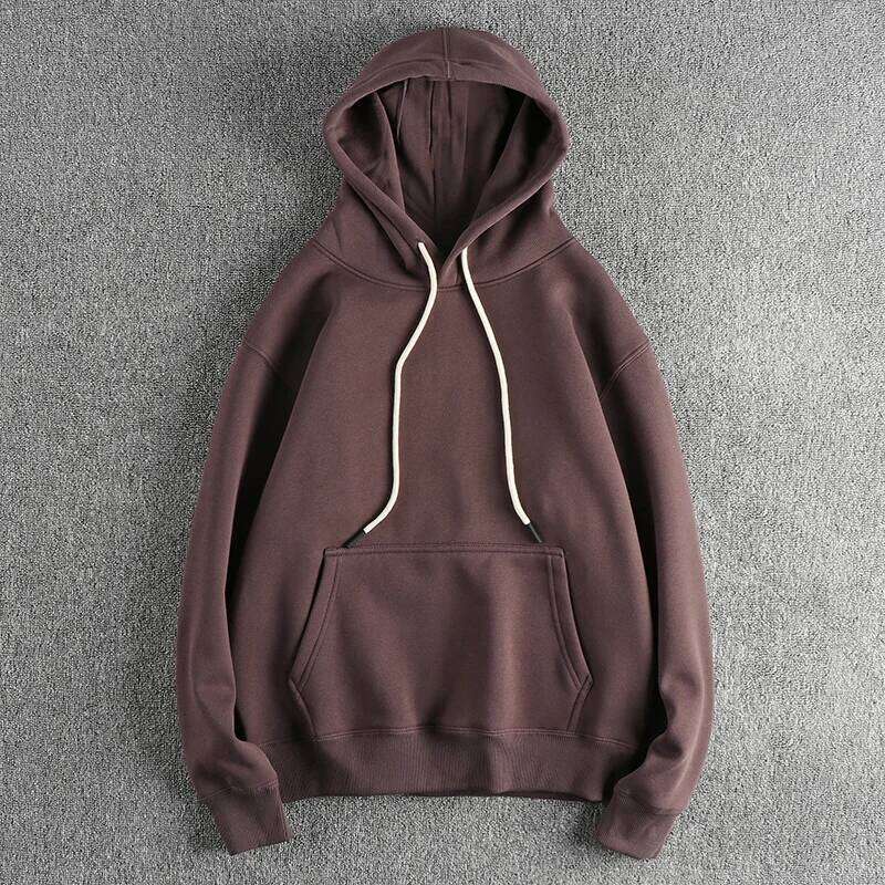 Autumn Winter New American Retro Thick Veet Kangaroo Pocket Hooded Hoodies Men's Fashion Loose Casual Pullover Sweatershirts