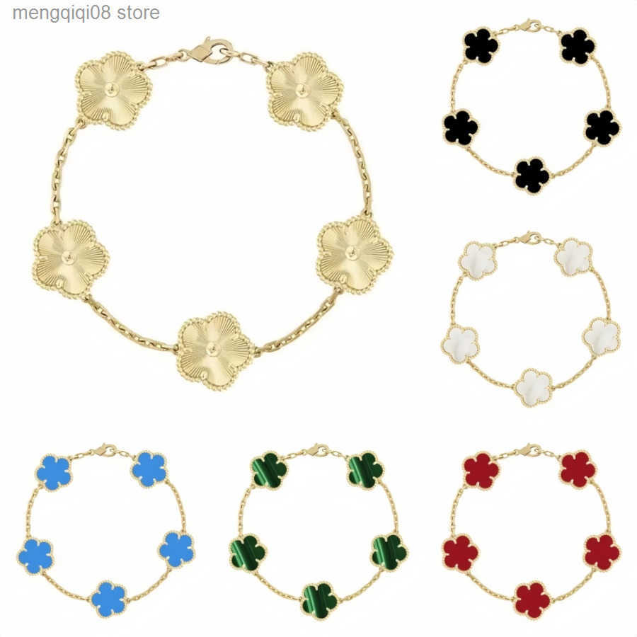 Clover Brelet Gold Lucky Leaf Chain Brelet with Agate cent 18K Gold/Silver Plated Charm Brelet for Men and Women L250609