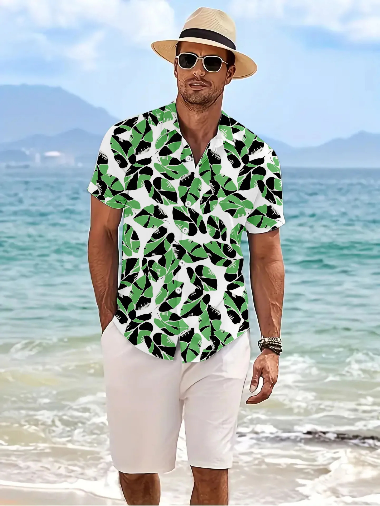 Summer Mens Short-sleeved casual Shirt Street Fashion Print Mens Casual Shirt Hawaiian multiple styles beach Shirts 250606