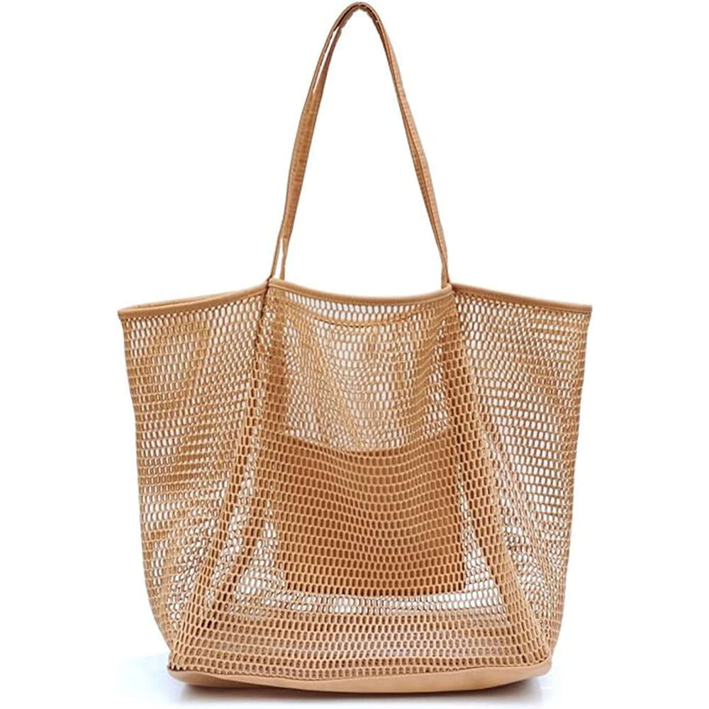 Large Capacity Women's Hollow Mesh Beach Outdoor Travel Storage Tote Bag