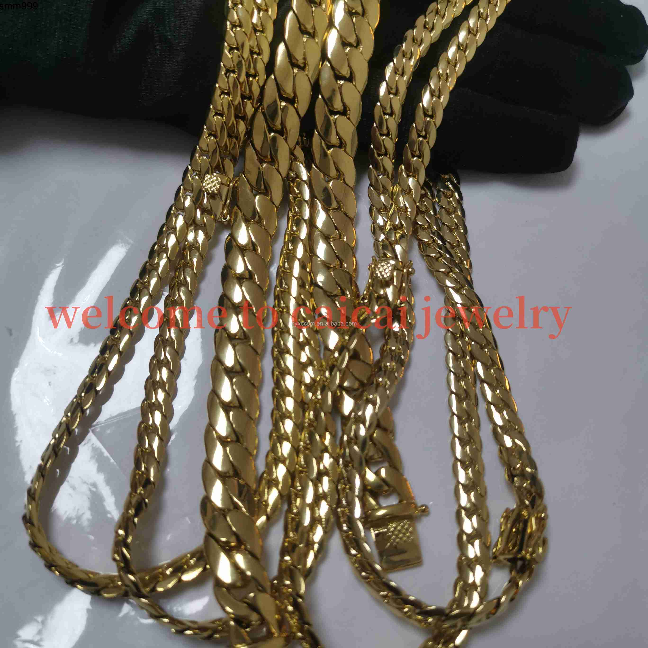 Stainless Steel 18K Gold Cuban Necklace Hiphop Chain Necklace Bracelet Short Collarbone Chain Miami Chain 6mm 8mm 8.8mm 9.6mm
