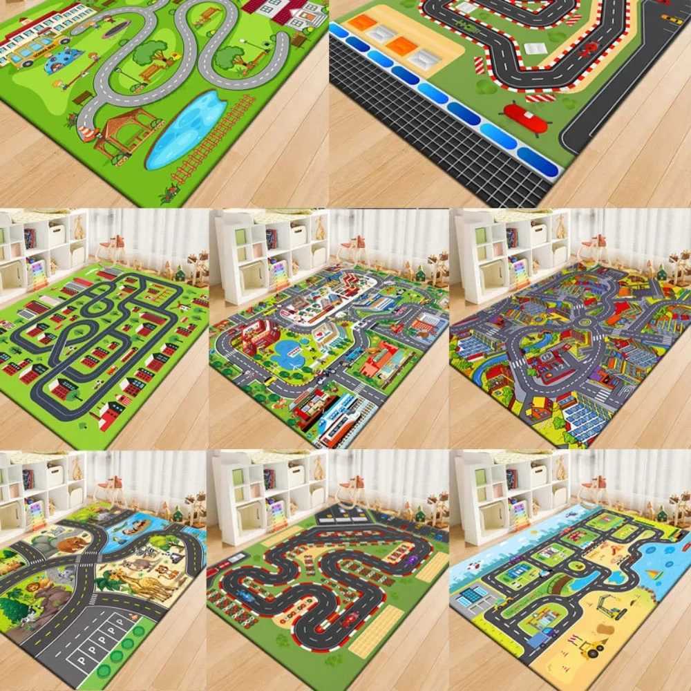 40x60cm Kids Carpet Playmat Rug City Life Great for Playing with Cars and Toys Children Baby Fun Throw Rug for Bedroom Play Room y25060919YR