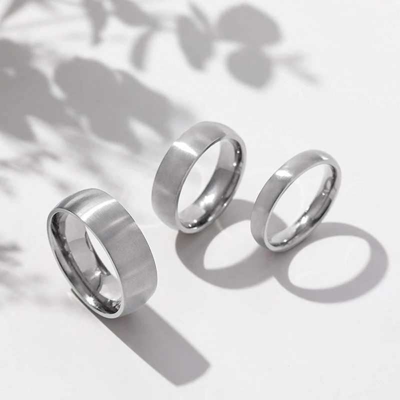 Tigrade 4/6/8mm Brushed Simple Silver/Black Color Titanium Ring Men Minimalist Wedding Band Engagement Rings Women Male Jewelry W250609 W250609