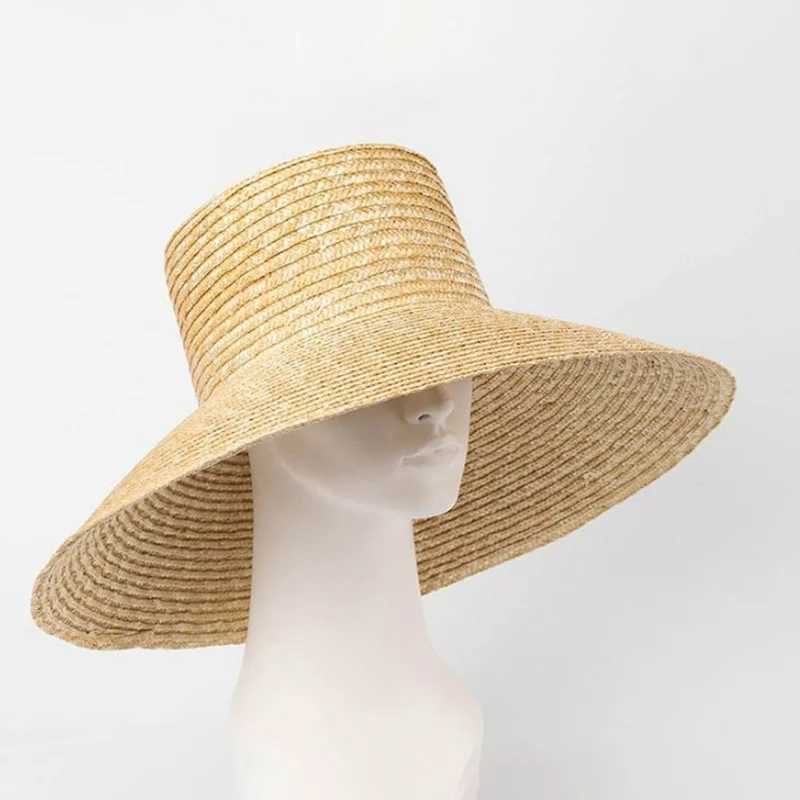 Chic Wheat Straw Hat for Women Straw Hat Boater Ladies Vacation Sun Hat Beach Summer Wide Brim Hat Vacation Jazz Hat Panama W250609
