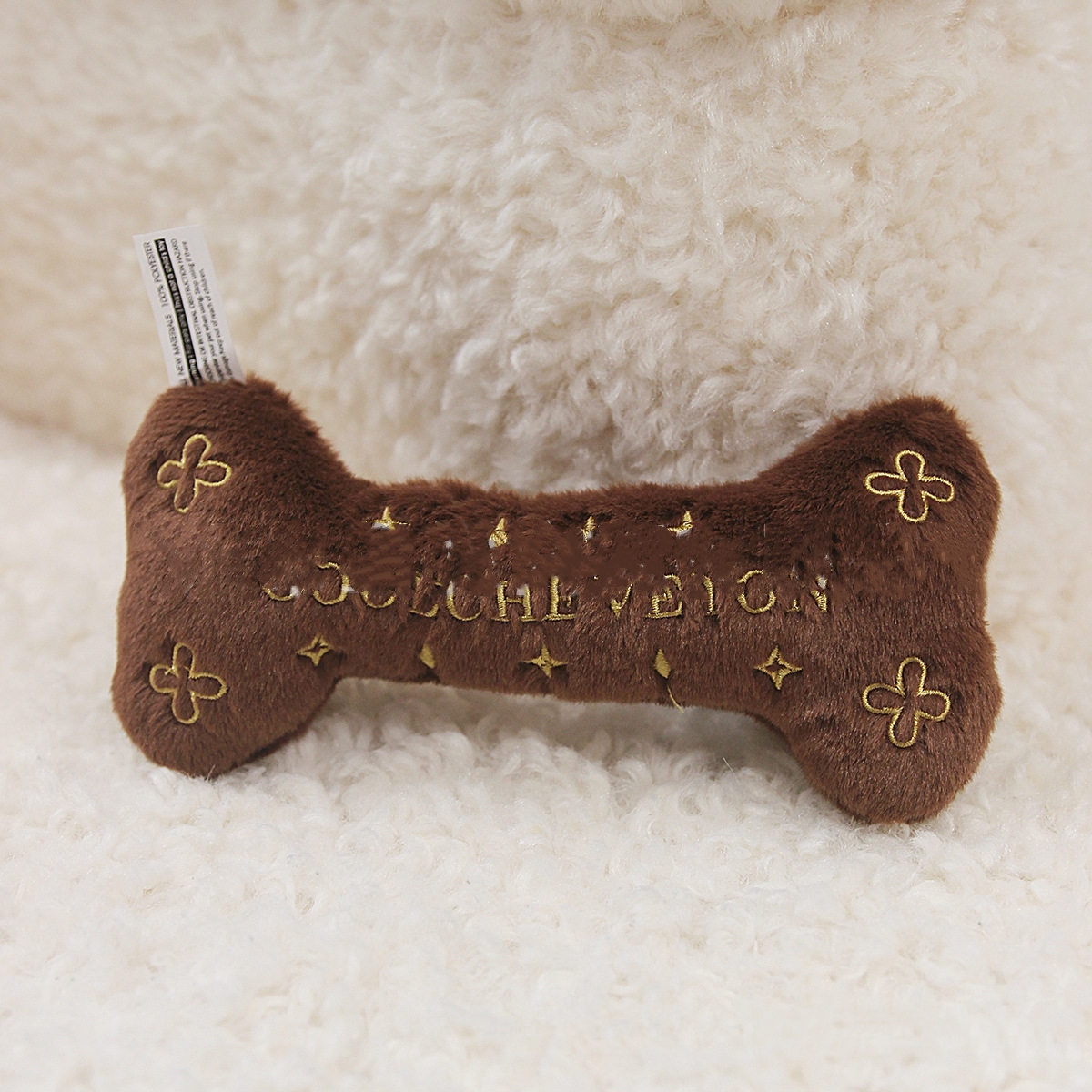 Lanjia Exquisite Embroidery Chewy Bone Handbag Plush Funny Parody Dog Toys With Interactive Squeaker Stimulating Pet Enrichment Safe Materials For All