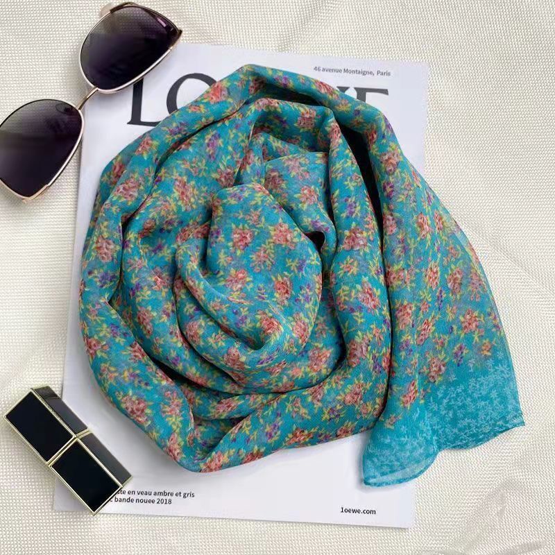 K965 Summer thin silk scarf ladies high-end Georgette scarf long versatile fashion shawl scarf beach towel