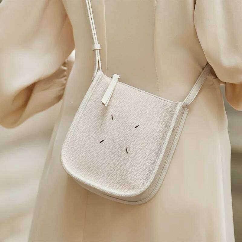 Limited New Real Genuine Leather Shoulder Small Soft Women Messenger Bag Crossbody Solid Female White Purses Sales #Sc2072