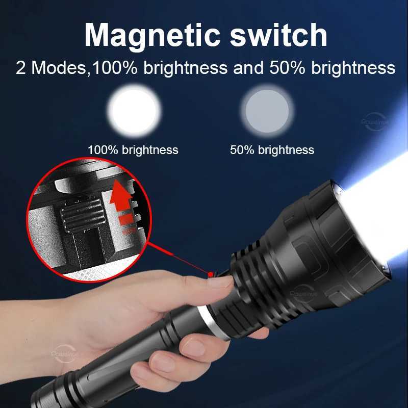 New 3*XHP70 Professional Diving Flashlight Rechargeable Diving Torch Underwater 100M IP8 Super Waterproof Underwater LanternXJ250609