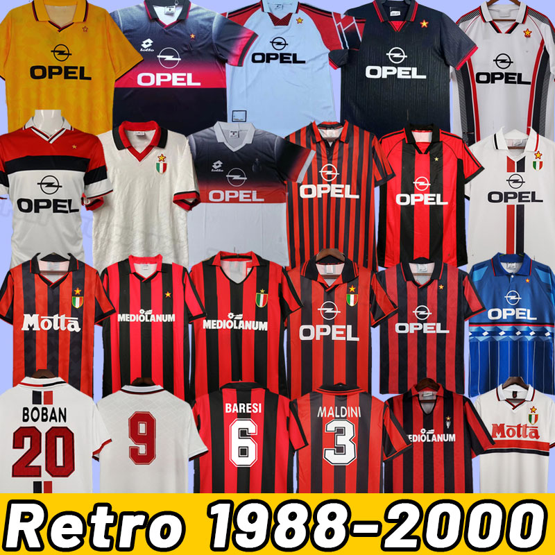 AC retro soccer jerseys Ronaldinho Beckham Maldini Pato Seedorf Inzaghi IBRAHIMOVIC Pirlo vintage football shirt 88 89 91 92 93 94 95 96 97 98 99 00 1995 1999 2000 milan