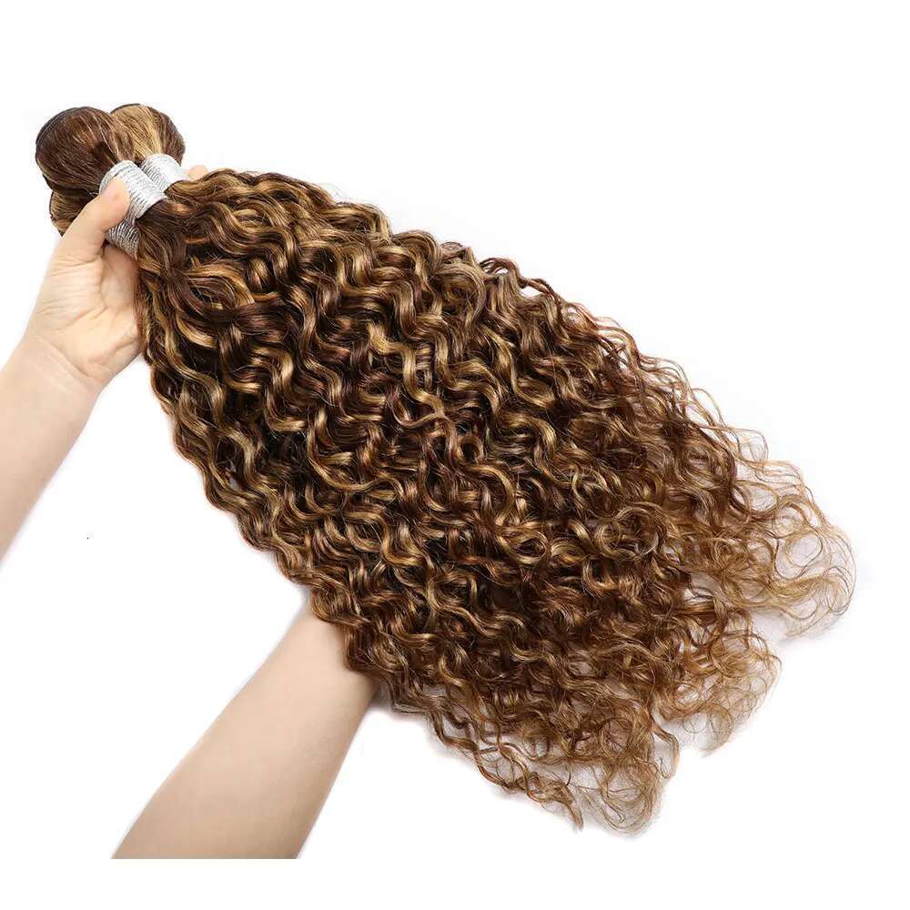 P4/27 Hoeny Blonde Highlight Water Wave Brazlian Weave Ombre Wet and Wavy Human Hair Bundles 100g/pc