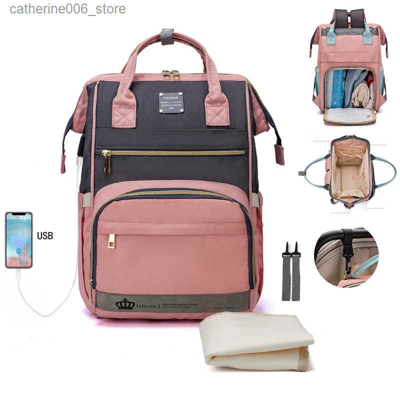 NEW Lequeen Nappy Changing Baby Nursing Bags Travel Diaper Bag Backpack Waterproof Fashion Mummy Maternity Stroller Bag for Mom y250609IQBF