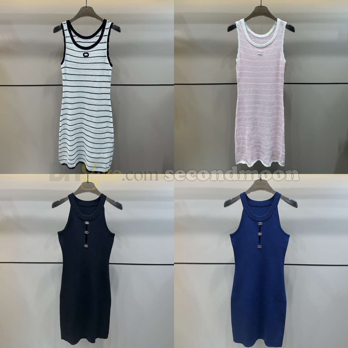 Women Sexy Slim Fit Dress Sleeveless Knitted Dresses Fashion Hollow Out Dress Summer Nightclub Party Dresses