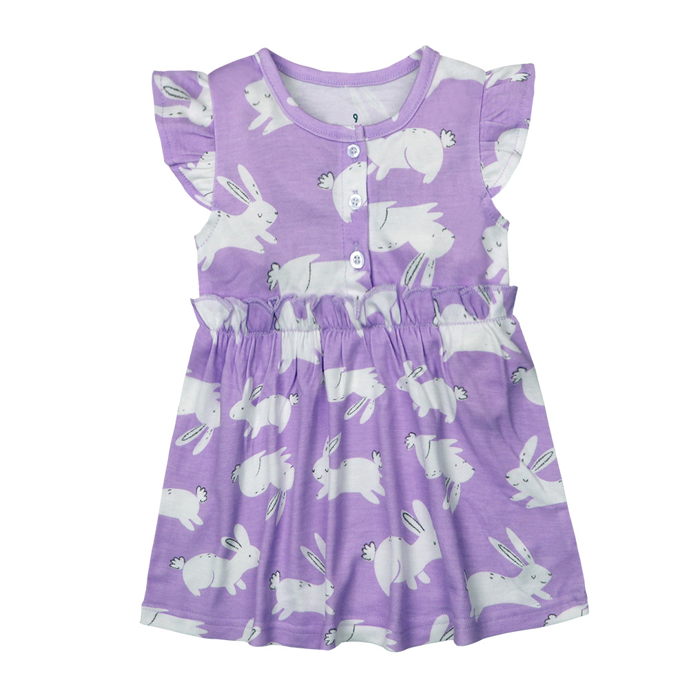 Customizable Girls Printed Princess Dresses Organic Cotton Girls Dance Dresses Summer Baby Dresses