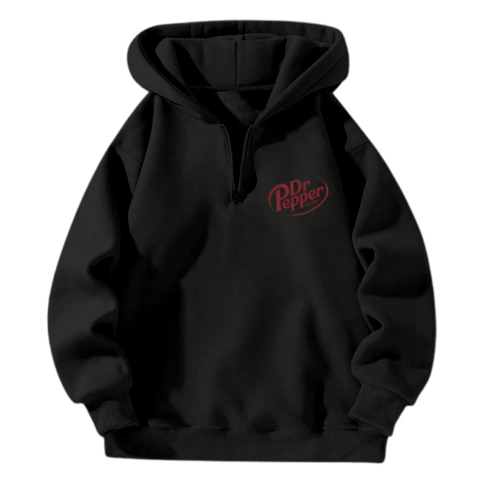 I Would DropkiCK A For A Dr. Pepper Hoodies Street Women Sweatshirts Casual Unisex Pullover Half Zip Up Hooded Sweatshirt Z250609